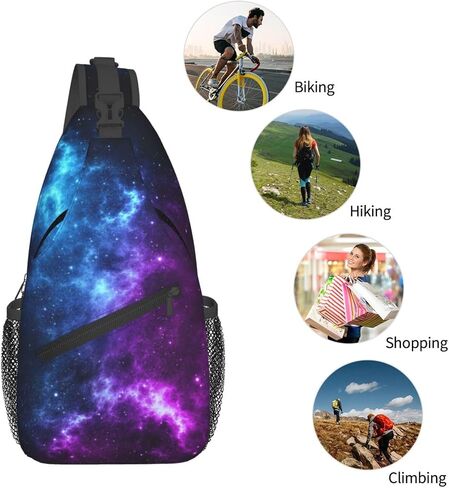 حقيبة حبال Galaxy للنساء Crossbody Bag Blue و Purple Galaxy مع كوكب وحقيبة خلفية للمساحة القمر للرجال للرجال موضوع كيس الكتف الرياضي. in Kuwait