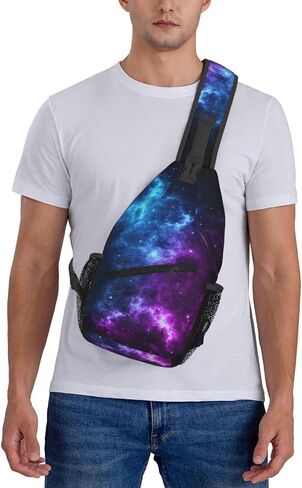 حقيبة حبال Galaxy للنساء Crossbody Bag Blue و Purple Galaxy مع كوكب وحقيبة خلفية للمساحة القمر للرجال للرجال موضوع كيس الكتف الرياضي. in Kuwait