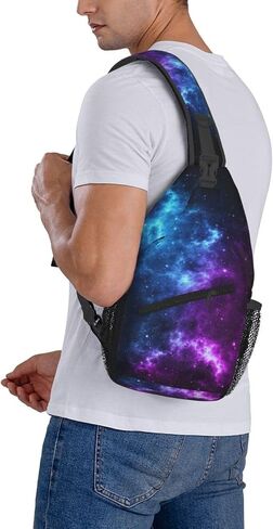 حقيبة حبال Galaxy للنساء Crossbody Bag Blue و Purple Galaxy مع كوكب وحقيبة خلفية للمساحة القمر للرجال للرجال موضوع كيس الكتف الرياضي. in Kuwait