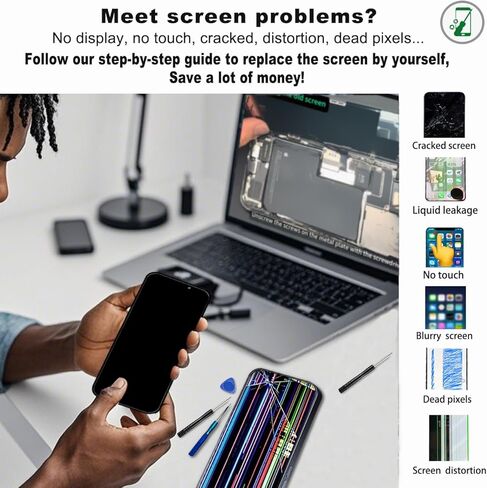 for iPhone 15 Pro Max Screen Replacement, 6.7'' COF LCD Display (for A2849,A3105, A3108,A3106) and 3D Touch IPS FHD Digitizer Full Assembly with Repair Tool Kits, 120Hz Promotion, Screen Protector in Saudi Arabia