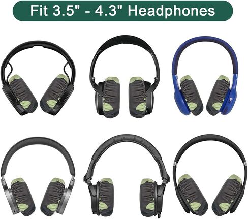 PChero Headphone Ear Covers, Stretch Fabric Earpad Cushion Protectors | 2 Pairs, Fit 3.5" - 4.3" Ear Pads, Black, Machine Washable, Stay Cool & Dry During Gym, Workouts, Gaming, Training in Kuwait