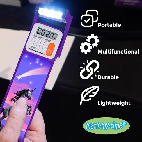 Mark-My-Time Digital Bookmark and LED Book Light - Timer and Bookmark for Kids with LED Book Light, Cool Bookmarks and Reading Incentives, Christmas Gift & Stocking Stuffer - 3D Rainbow Poop Emoji in Saudi Arabia