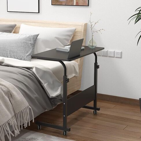 soges Adjustable Mobile Table with Tablet Slot 31.4inches Portable Laptop Computer Stand Desk Cart Tray, Black in Saudi Arabia