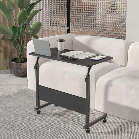 soges Adjustable Mobile Table with Tablet Slot 31.4inches Portable Laptop Computer Stand Desk Cart Tray, Black in Saudi Arabia