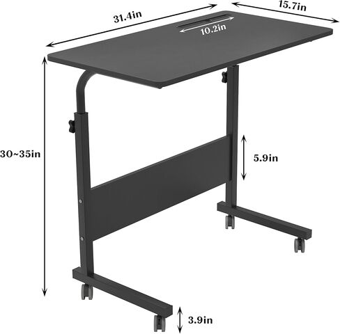 soges Adjustable Mobile Table with Tablet Slot 31.4inches Portable Laptop Computer Stand Desk Cart Tray, Black in Saudi Arabia