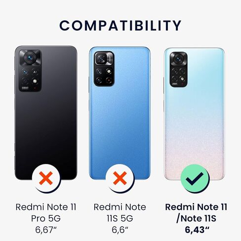 حالة Kwmobile متوافقة مع Xiaomi Redmi Note 11 / Note 11S Case -Soft TPU غطاء الهاتف الخلفي - مع مظهر معدني - أحمر داكن معدني in Kuwait