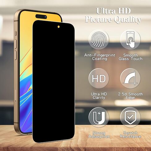 Pokolan 3 Pack Screen Protector for iPhone 16 Pro Max Tempered Glass, Full Coverage, Bubble Free, Anti-Scratch, Easy to install in Kuwait