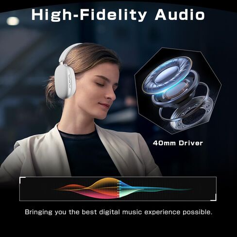 Wireless Headphones Over Ear, Bluetooth 5.4 Headsets, Hi-Fi Stereo, ANC Noise Cancelling, Built-in Microphone, 30 Hours Playtime, 3.5mm Jack, Lightweight for Phones, Computers, Games（Silver） in Kuwait