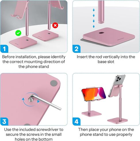 OMOTON CA02 Cell Phone Stand with Charging Hole for Desk Lightweight Silver | Fits iPhone 17/Samsung Galaxy 4-7" · Hands-Free Call · Gaming · Live Streaming · Compact Portable for Travel, Office, Home in Kuwait