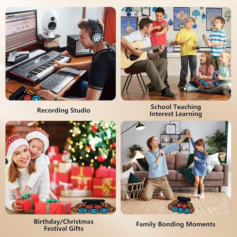 مجموعة الطبول الإلكترونية G7، مجموعة طبول مكونة من 9 وسائد مع مكبرات صوت مدمجة، 7 أصوات طبول، بلوتوث ومدخل AUX، وسادة طبل قابلة للطي مع دواسات قدم، بطارية قابلة لإعادة الشحن، مقبس سماعة الرأس، وقت تشغيل 10 ساعات، طبل محمول in Kuwait