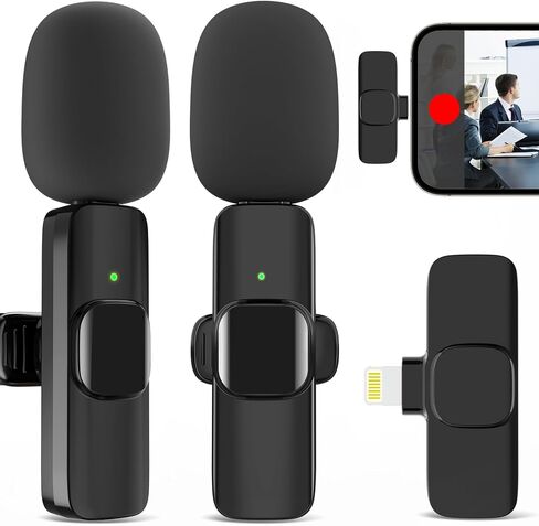 2 Pack Wireless Lavalier Microphone for iPhone, Professional Lapel Mics, Wireless Mic Plug-Play, Lapel Microphone for Video Recording Interview TikTok (USB C for Android iphone15/16) in Kuwait