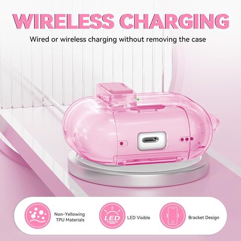 بالنسبة إلى AirPods Pro 2nd/1st Generation Cases Pink مع سلسلة مفاتيح Lock & Bling للنساء والجنود ، و Case Case Case Cove لينة من أجل AirPods Pro 2 مع مجموعة التنظيف ، وظيفة حامل الهاتف in Kuwait