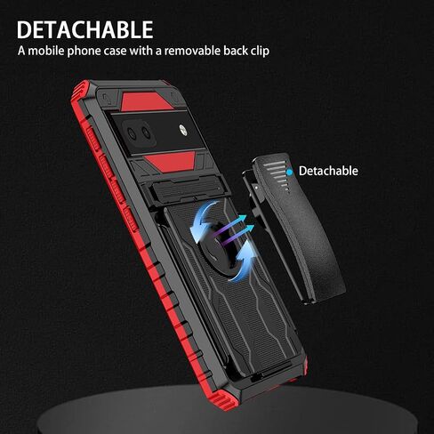YSNZAQ Swivel Belt Clip Holster Case for Google Pixel 6A 6.1", Heavy Duty Shockproof Protective Cover with Built-in Kickstand for Google Pixel 6A BJ Red in Saudi Arabia