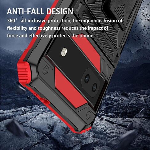YSNZAQ Swivel Belt Clip Holster Case for Google Pixel 6A 6.1", Heavy Duty Shockproof Protective Cover with Built-in Kickstand for Google Pixel 6A BJ Red in Saudi Arabia