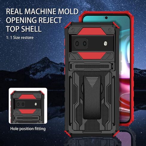 YSNZAQ Swivel Belt Clip Holster Case for Google Pixel 6A 6.1", Heavy Duty Shockproof Protective Cover with Built-in Kickstand for Google Pixel 6A BJ Red in Saudi Arabia
