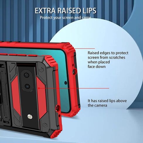 YSNZAQ Swivel Belt Clip Holster Case for Google Pixel 6A 6.1", Heavy Duty Shockproof Protective Cover with Built-in Kickstand for Google Pixel 6A BJ Red in Saudi Arabia