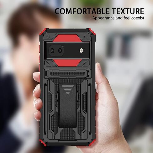 YSNZAQ Swivel Belt Clip Holster Case for Google Pixel 6A 6.1", Heavy Duty Shockproof Protective Cover with Built-in Kickstand for Google Pixel 6A BJ Red in Saudi Arabia