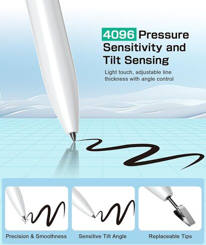 قلم EMR متوافق مع Remarkable 2، قلم رقمي بديل مع ممحاة، 4096 مستوى ضغط، رفض راحة اليد، دعم الإمالة، لأجهزة Remarkable/Samsung/Wacom/Onyx EMR - مع 5 رؤوس أقلام in Kuwait