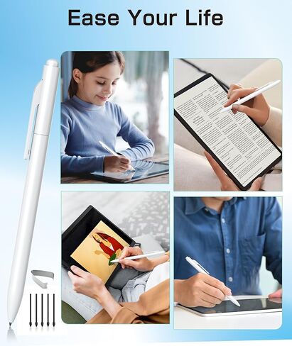قلم EMR متوافق مع Remarkable 2، قلم رقمي بديل مع ممحاة، 4096 مستوى ضغط، رفض راحة اليد، دعم الإمالة، لأجهزة Remarkable/Samsung/Wacom/Onyx EMR - مع 5 رؤوس أقلام in Kuwait