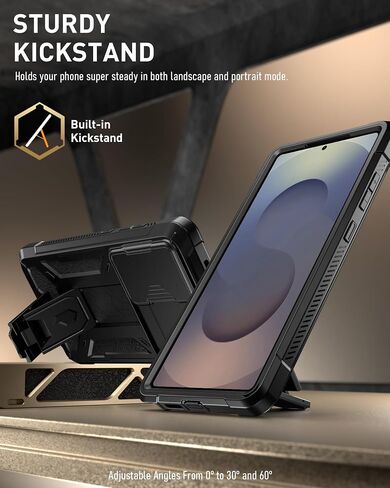 Poetic Spartan Case for Galaxy S25 Ultra 6.9", [Slide Camera Cover] [Screen Protector Works with Fingerprint ID] Military Grade Rugged Shockproof S25 Ultra Phone Case with Kickstand, Metallic Orange in Kuwait