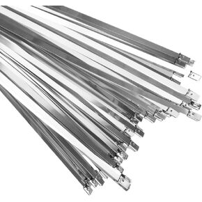 100Pcs 7.9 Inch Stainless Steel Cable Ties, Metal Zip Ties, Heavy duty Self-locking Cable Ties for Home Office Garage Workshop, Outdoor and Indoor Use