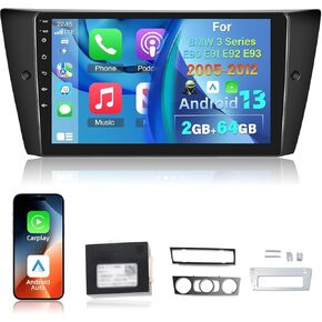 [2 + 64g] لـ BMW 3 Series E90 E91 E92 E93 2005-2012 DSP Audio - 9 بوصة Touchsceen Android 13 Stereo - Carplay Wireless و Android Auto و WiFi و GPS و UI متعددة و SWC + Canbus + AHD REARVIWS
