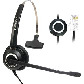 Spracht Zum RJ9 Single Ear Wired Headset for Desktop Phones | Universal Telephone Headsets for Office Telephones | Works with Polycom Digium Nortel Yealink Grandstream Cisco