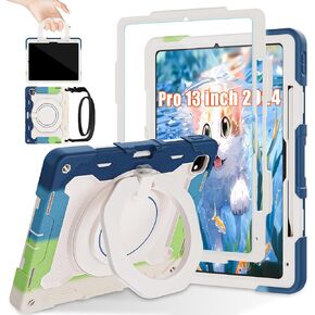 ROISKIN for iPad Pro 13 Inch Case M4 7th Generation for Kids with 360 Kickstand Handle, HD Screen Protector,Shoulder Strap,Pen Holder [15FT Drop Protection] Heavy Duty Military Case for iPad Pro 13
