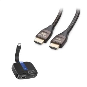Cable Matters محمولة 48 جيجابت في الثانية USB C إلى محول HDMI 2.1 مع شحن مضيف 100W ، 4K 120Hz / 8K 60Hz HDR & PREMIUM BRADED 48GBPS Ultra HD 8K HDMI Cable 6.6 ft / 2m مع 8K @120Hz ، 4K @240Hz دعم