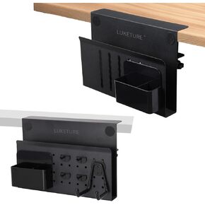 LUKETURE Desk Side Storage, Under Desk Storage, No Drill Under Desk Laptop Mount, Steel Hanging Desk Organizer, Clamp on Laptop Holder for Office and Home, Fits Flat Edge Desks 0.4" to 2.8"