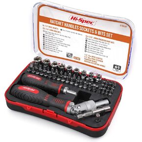Hi-Spec 79pc Multi Screw Driver Bit Set and 1/4 inch Socket Set with Handles. Flexible Extension, Precision, Torx and Tamperproof 1/4 inch Hex Screwdriving Bit Accessories in a Case