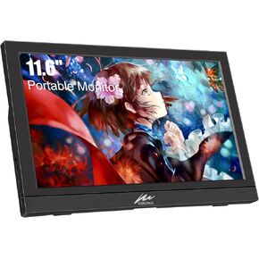 Kenowa Portable Monitor 11.6 Inch, HD Screen 1366x768P Small HDMI Monitor with Dual USB C/HDMI External Display for Laptop PC Phone Mac PS4/5 Xbox