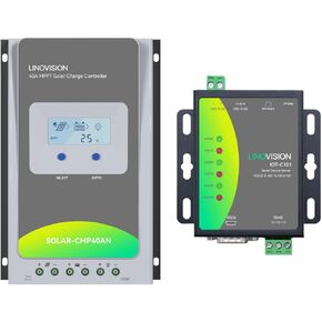 LINOVISION 12V/24V 40A MPPT Solar Charge Controller with RS485 to Ethernet Converter