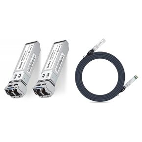 ipolex 1 Pack 10G SFP+ Copper Cable, SFP+ DAC, 5 Meter and 2 Pack SFP+ 10GBase LR Singlemode Module