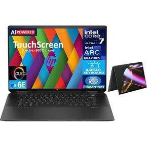 HP Spectre x360 AI Powered 2-in-1 Laptop 16.0" Touchscreen OLED 2.8K Display (Intel Ultra 7-155H, 32GB LPDDR5X, 4TB PCIe SSD, Backlit KB, Fingerprint, 2 Thunderbolt 4, WiFi 6E, Webcam, Win 11 Pro)