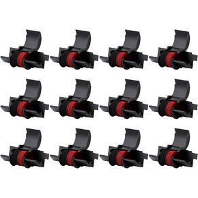 WEEMAY Compatible Calculator Ink Ribbon Replacement for IR-40T Black/Red Sharp EL-1750V EL-1801V, Canon P23-DHV CP13 MP-12D, Casio HR-100TM HR-170RC, Individually Sealed, 12 Pack