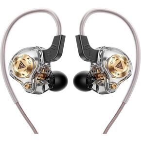 Wired Gaming Headphones IEM Earphones with 1DD，QKZ ENZO in Ear Monitor, HiFi Earbuds, Bass Sound with New 11mm Dynamic Driver for Video Music Gaming White, Mic