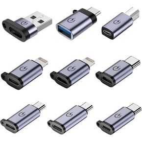 USB C to Micro Adapter, USB C to Micro Adapter, Micro to USB C Adapter, USB C to USB Adapter,USB to USB C Adapter,USB C to USB B Adapter,9 Stück.