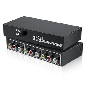 Bolaazul RCA Switch Switch 4 in 2 Out - مركب مركب L/R مربع محدد الصوت 4x2 ، 4 اتجاهات RCA Switcher - 4 Port AV Splitter Switch - لـ Wii PS2 Xbox DVD STB HDTV