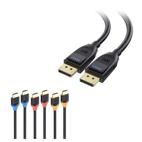 Cable Matters [Ultra High Speed HDMI Certified 3-Pack 48Gbps 8K HDMI Cable 6.6 ft / 2m with 8K@60Hz, 4K@240Hz and HDR Support & 1-Pack VESA Certified DisplayPort 2.1 Cable 2m/6.6ft, Support 40Gbps