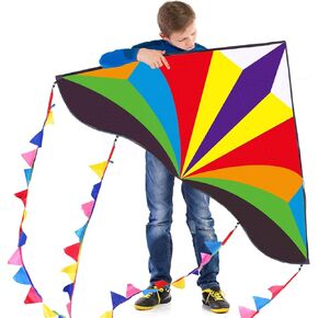 طائرة ورقية بألوان قوس قزح من مينت بذيول طويلة، طائرة ورقية سهلة للغاية للمبتدئين in Kuwait