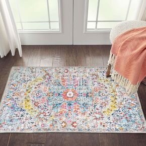 Boho Runner Rug, 2x6 Kitchen Rugs Non Slip Washable, Black White Moroccan Hallway Rug Runner, Distressed Farmhouse Carpet Runner Rugs for Entryway Indoor Bedroom Bathroom Laundry Room