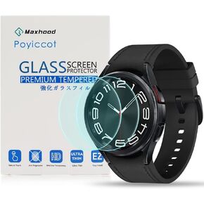 Poyiccot Screen Protector Compatible for Galaxy Watch 6 Classic 43mm, 9H Hardness Tempered Glass Screen Protector for Galaxy Watch 6 Classic (Full Cover Protective Anti Scratch) 2Pack
