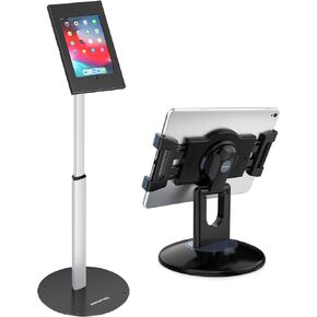 AboveTEK Anti Theft iPad Floor Stand, Robust Security Kiosk POS Tablet Stand Bundle with Retail Kiosk iPad Stand, 360° Rotating Commercial POS Tablet Stand