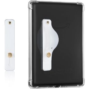CoBak Hand Strap Holder for Kindle/Tablet - Lightweight TPU One-Handed Grip with Strong Stick, Stand for Phone, Adjustable Tightness for Kindle/Kobo/Voyaga/Lenovo/Sony E-Book Tablet, Clear White
