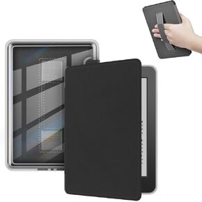 Case for 6" eBook Readers(2024 Release), Slim Premium Durable PU Leather Cover with Hand-Strap, Auto Sleep/Wake,Black