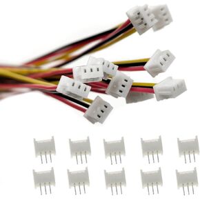 10 Sets JST 1.25mm 3 Pin Micro Electronics Male Connector with UL1571-26AWG 20cm Cable Wire and Female Plug Socket