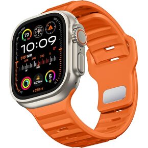 Sports Band Compatible with Apple Watch Bands for Men, 316 Stainless Steel Hidden Buckle for iWatch Ultra2/Ultra 49mm Series 10 46mm 9/8/7 45mm SE2/SE/6/5/4 44mm 3/2/1 42mm, Black