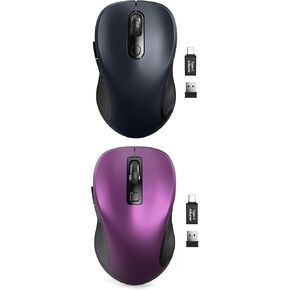 2 Pack Wireless Business Mouse for Laptop, 2.4GHz Ergonomic Computer Mouse with Back & Forward Buttons, 3 Levels Tracking Speed, 6 Buttons, Optical USB Cordless Mice for Windows Chromebook MacBook PC