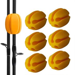 6pcs Silicone Fishing Rod Holder Straps, 5 Hole Fishing Tackle Ties, Lightweight Stretchy Rod Holder, Fishing Rod Fixed Ball Rubber Fishing Pole Clips, Fishing Rod Tie Holder Egg Shaped Binder Blue